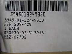 AUTOMATIC SWITCH RELAY # 209-429 NSN: 5945-01-324-9350