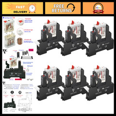 6Pcs 12A Electromagnetic Relay with Test Switch, 110V-120VAC, SPDT, LED Light, 5