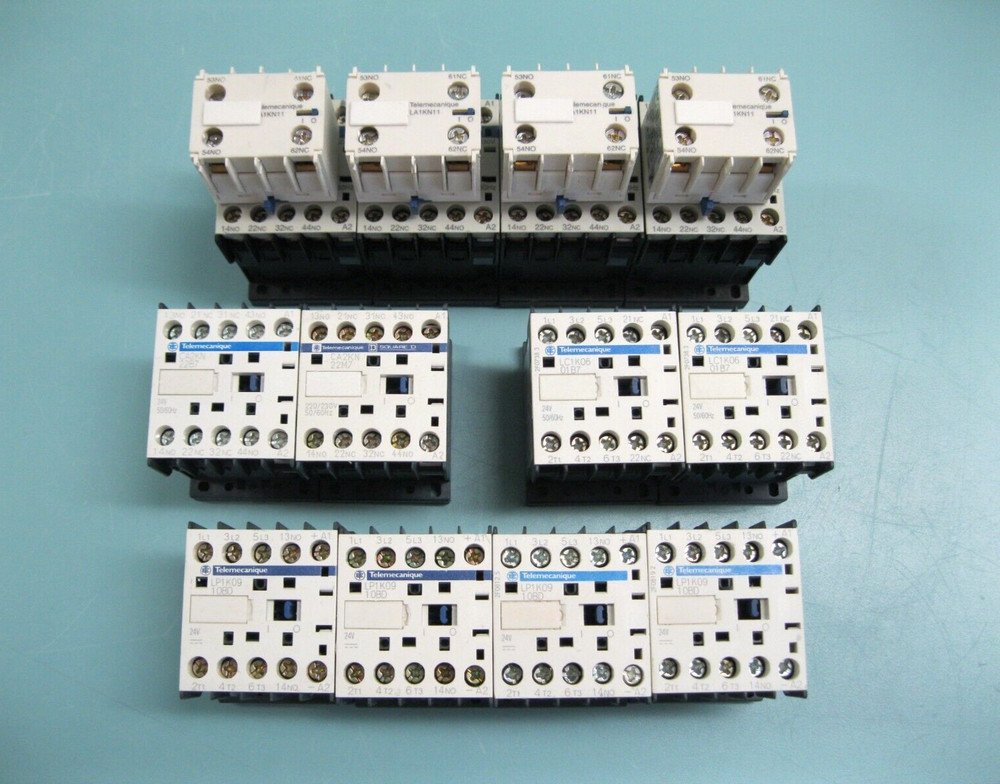 Mixed Lot (12) Schneider Telemecanique Control Relay w (4) Auxiliary Contact D9