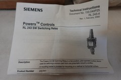 Siemens Powers Controls 243-0001 RL243 Pneumatic Switching Relay, Pilot-Operated