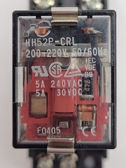 Fuji Electric HH52P-CRL Relay 5A Coil 200/220VAC with TP58X1 Socket Base 7A 250V