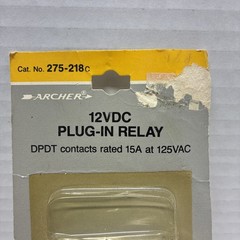 New Archer 275-218C DPDT 12vdc, 15 Amp @ 125vac Relay