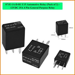 871E-1A-D-R1 U15 Automotive Relay Pack of 2 – 12VDC 35A 4 Pin General Purpose…