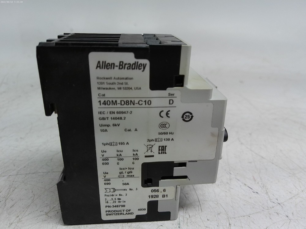 ALLEN BRADLEY 140M-F8E-C10 Series C 6.3-10A Circuit Breaker Motor Protector