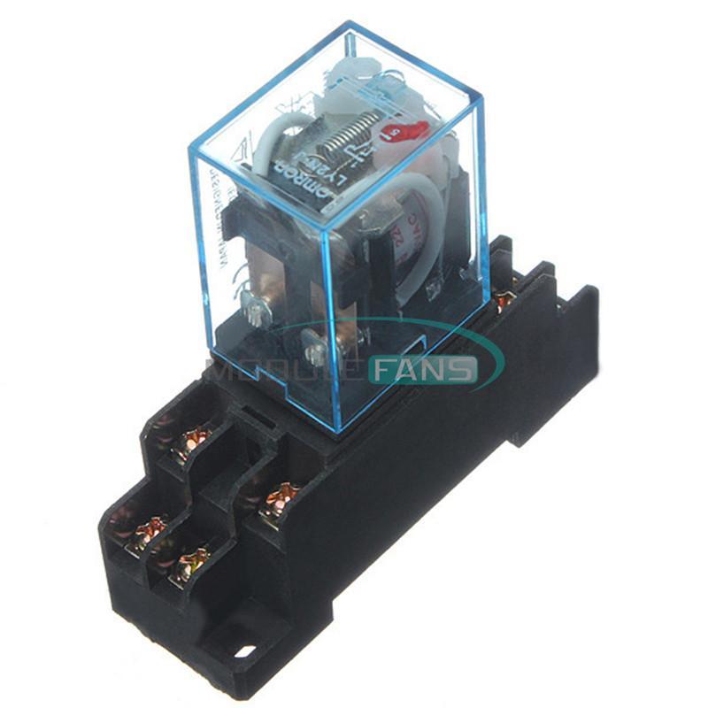 With Socket Base AC 220V Coil Power Relay 10A DPDT LY2NJ HH62P HHC68A-2Z New