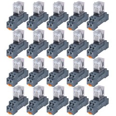 Durable 20PCS DIN Rail Electromagnetic Relays – 10A 24VAC with Plug-in Design