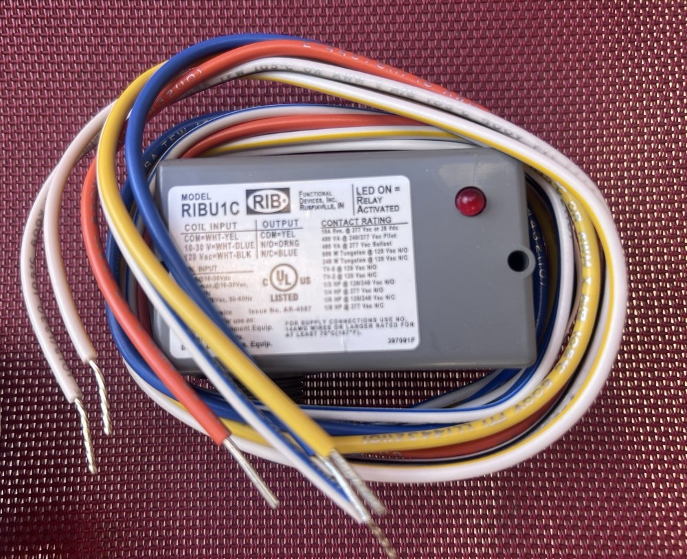 RIB RIBU1C Functional Devices Enclosed Relay 10-30 Vac/dc 120 Vac SPDT 10 Amp