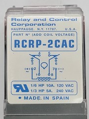 Relay & Control Corp RCRP2CAC24 Plug-In Relay 10A120V 8-Pin 24V Coil DPDT