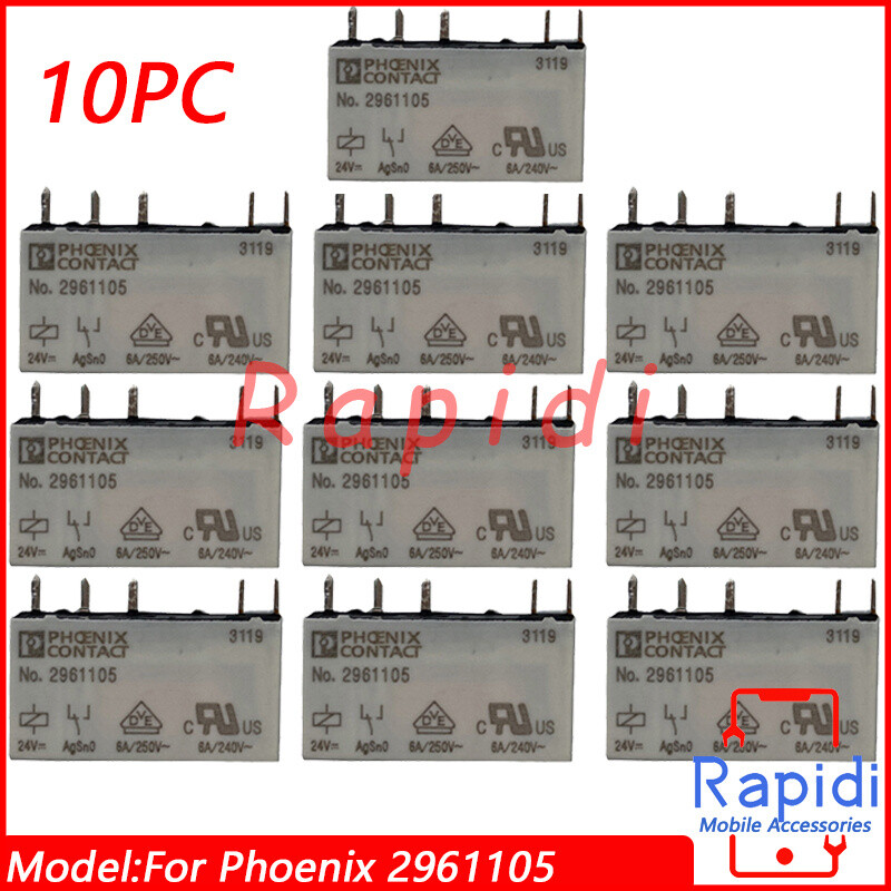 10PCS For Phoenix 2961105 Contact Single Miniature Power Relay 5Pin 24VDC 250VAC