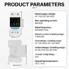 Adjustable Voltage Protector AC DC 110V 63Amp Smart Circuit Breaker Over Under