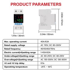 Over and Under Voltage Protector Adjustable 110V,40A Voltage Regulator with L…