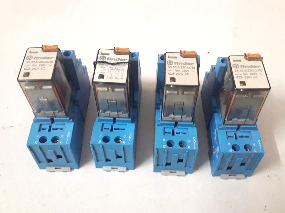 Finder 55.33.8.0230.0010 Relay w/94.03 Socket 4 pcs New