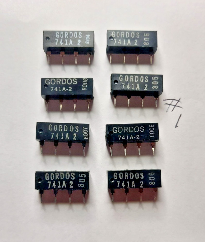 (8) GORDOS 741A2 SIP dry reed relay 5 VDC SPST N/O 1.5A @ 200VDC USA