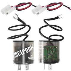 2-Pack 2-Pin LED Flasher Relay with Ground Wire & Connector Pigtail Harness – 12