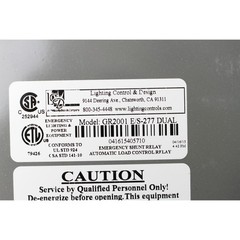 LIGHTING CONTROL & DESIGNS GR2001-E/S-277-DUAL EMERGENCY SHUNT / CONTROL RELAY