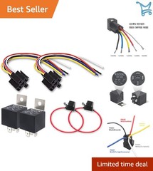 Automotive 5-Pin SPDT Relay 12V 40A 2 Pack with Interlocking Sockets Fuse Hol…