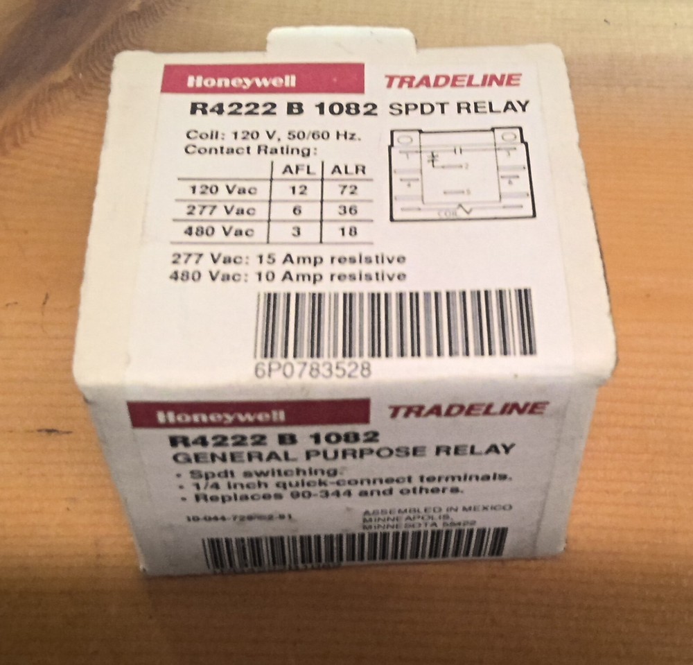 Honeywell R4222B1082 General Purpose Relay 120v SPDT (repl 90-344)