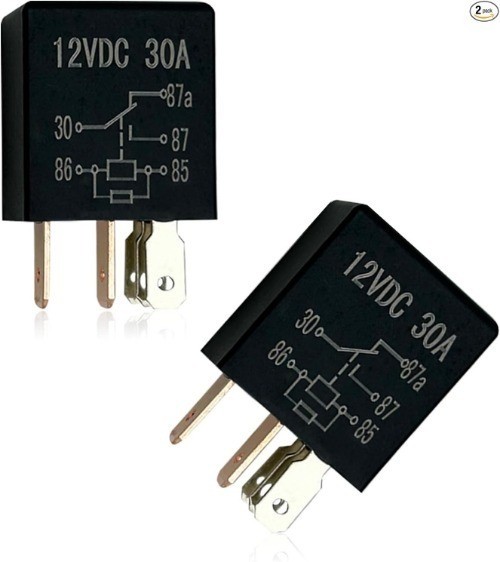 2 Pack 5 Pin 12V 30A Waterproof Relay Kit, Heavy Duty Standard Automotive Replac