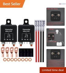 2 Pack 12V 200A Heavy Duty SPST Relays for Automotive Marine Truck Split Charge