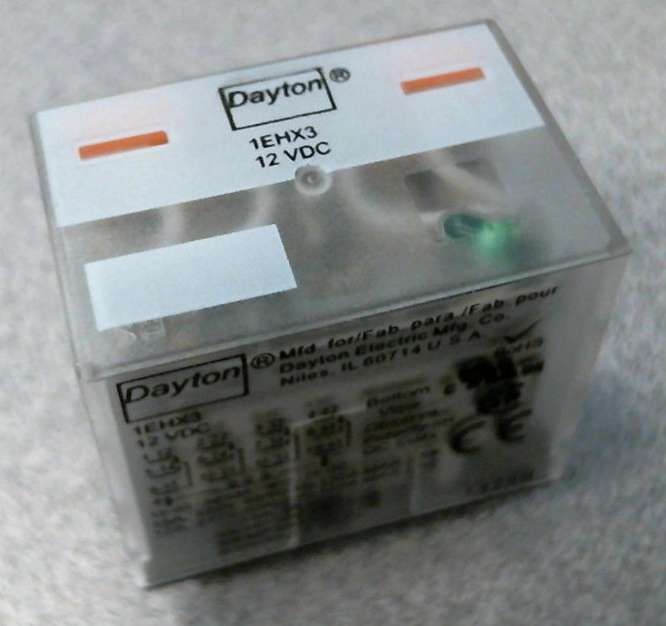 Dayton, 14 Pin Relay, 12 VDC, 15A @ 277V, Square Base General Purpose 1EHX3, New