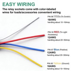 4 Pack JD1912 Car Relay Harness, 12V 40A, 4 Pin SPST, 12AWG Harness Sockets, …