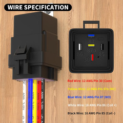 12V Relay with Built-In Diode & 12 AWG Harness Socket 30A/40A 8 Pcs