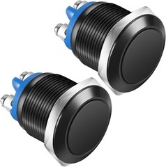 2pcs 16mm 3A 12V 24V 36V DC 110V 250VAC 1NO SPST Momentary Pu Size: 16mm-Black