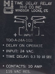Hi-G TDO-A-24A10S Time Delay Relay 10A 115V 0.3-10Sec 24V Coil 8-Pin
