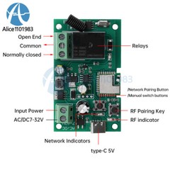 1-CH Smart Relay Switch Module AC/DC 7-32V Type-C eWelink APP /RF 433MHZ Control