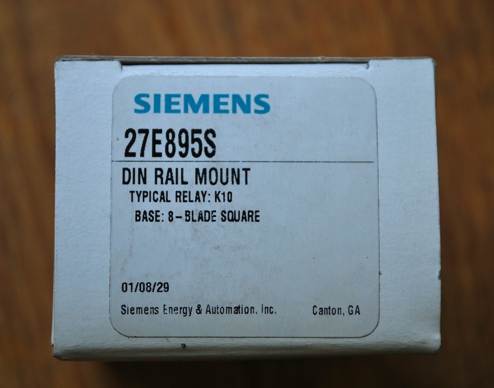 Siemens 27E895S DIN Rail Mount Relay Base, Base: 8-Blade Square – NEW