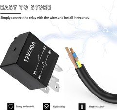 4-Pack 12V 30A Heavy Duty Waterproof Relay for Reliable Automotive Function