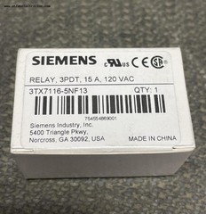 Siemens 3TX7116-5NF13 Ice Cube relay 120VAC 15A (Sold per each)
