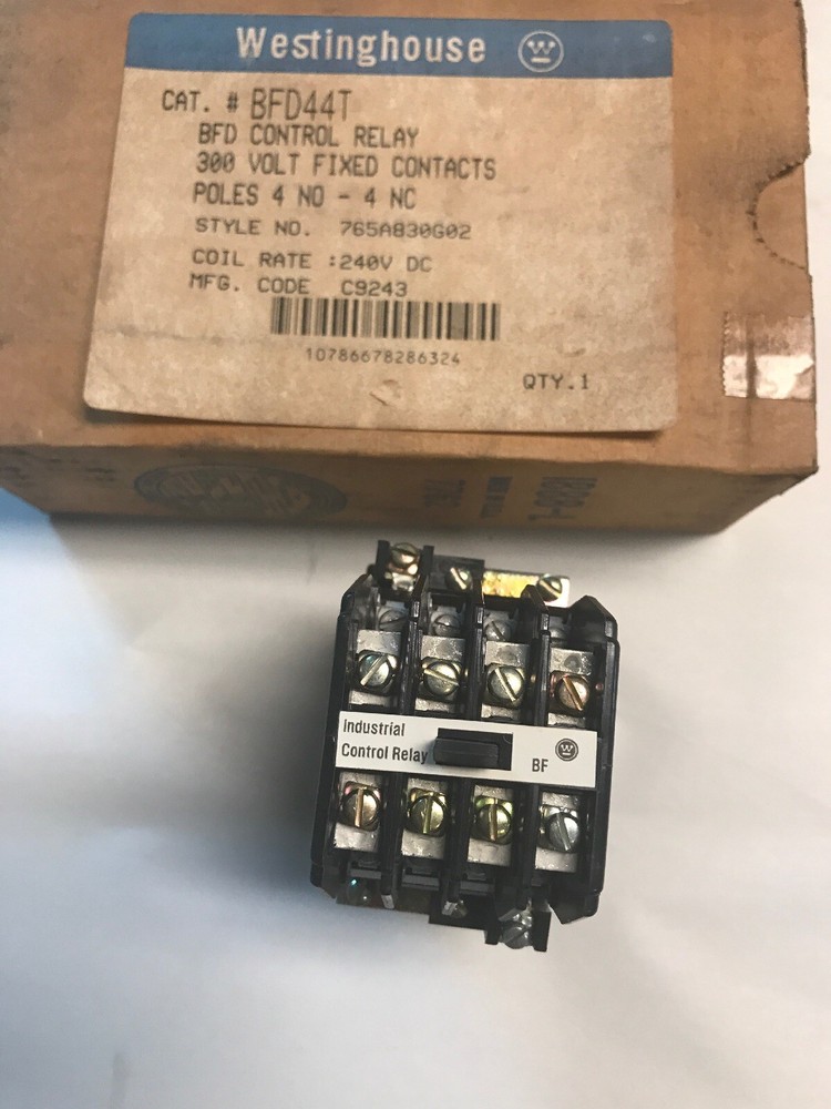 Westinghouse,BFD44T,Control Relay 300V Style 765A830G02