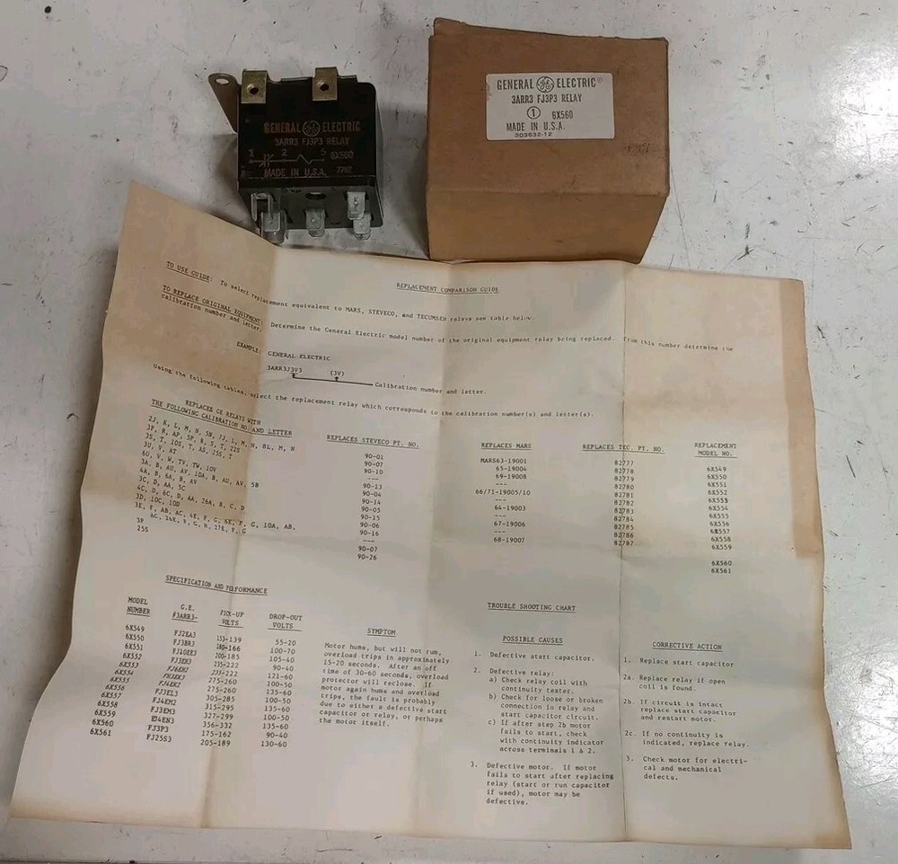 General Electric no. 3ARR3FJ3P3, NOS, Relay, 5×560.