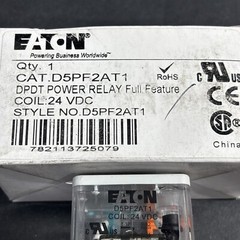 D5PF2AT1 DPDT Power Relay Full Feature, 24 VDC Coil, Eaton Cutler Hammer, 8 Pin