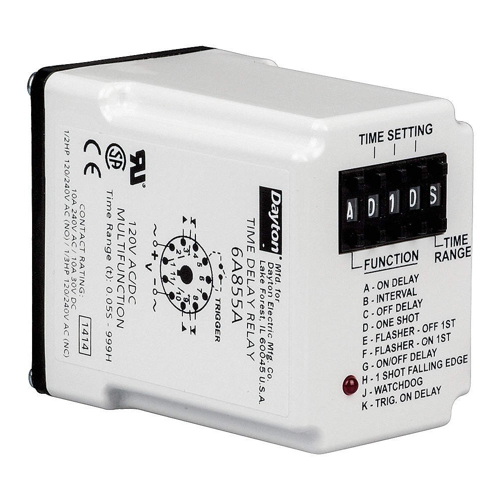 DAYTON 5DRA1 MultiFunTimeDelayRelay, 240VAC, 11Pins 5DRA1