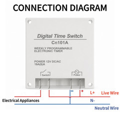 DC 12V Digital LCD Programmable Timer For Relay Switch 16A 1Min-168H Range