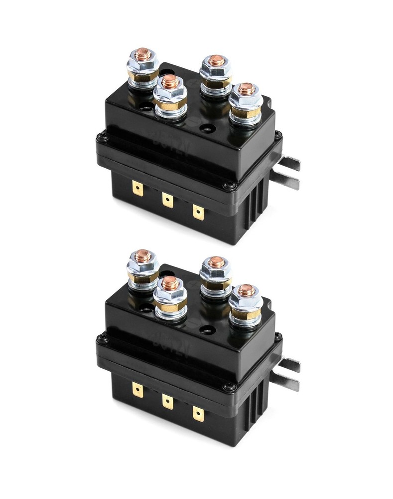 QWORK Solenoid Relay, 2 Pack 12V 500A Winch Relay Solenoid Replacement Contac…