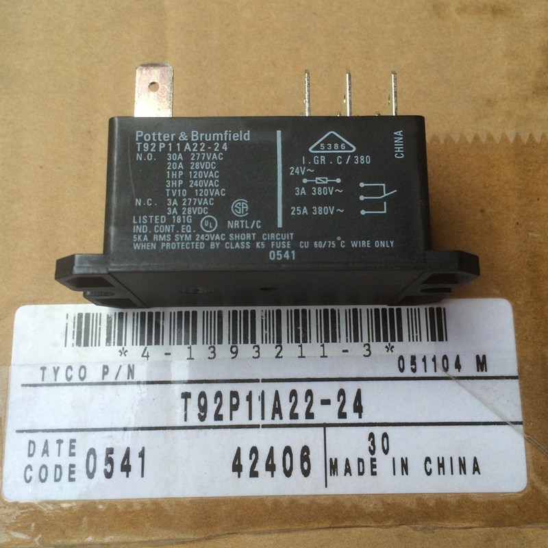 T92P11A22-24 24VDC Potter & Brumfield Power Relay 30A 240VDC 6 Pins New