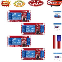 4-Pack 5V Relay Module with Optocoupler Isolation & High/Low Trigger