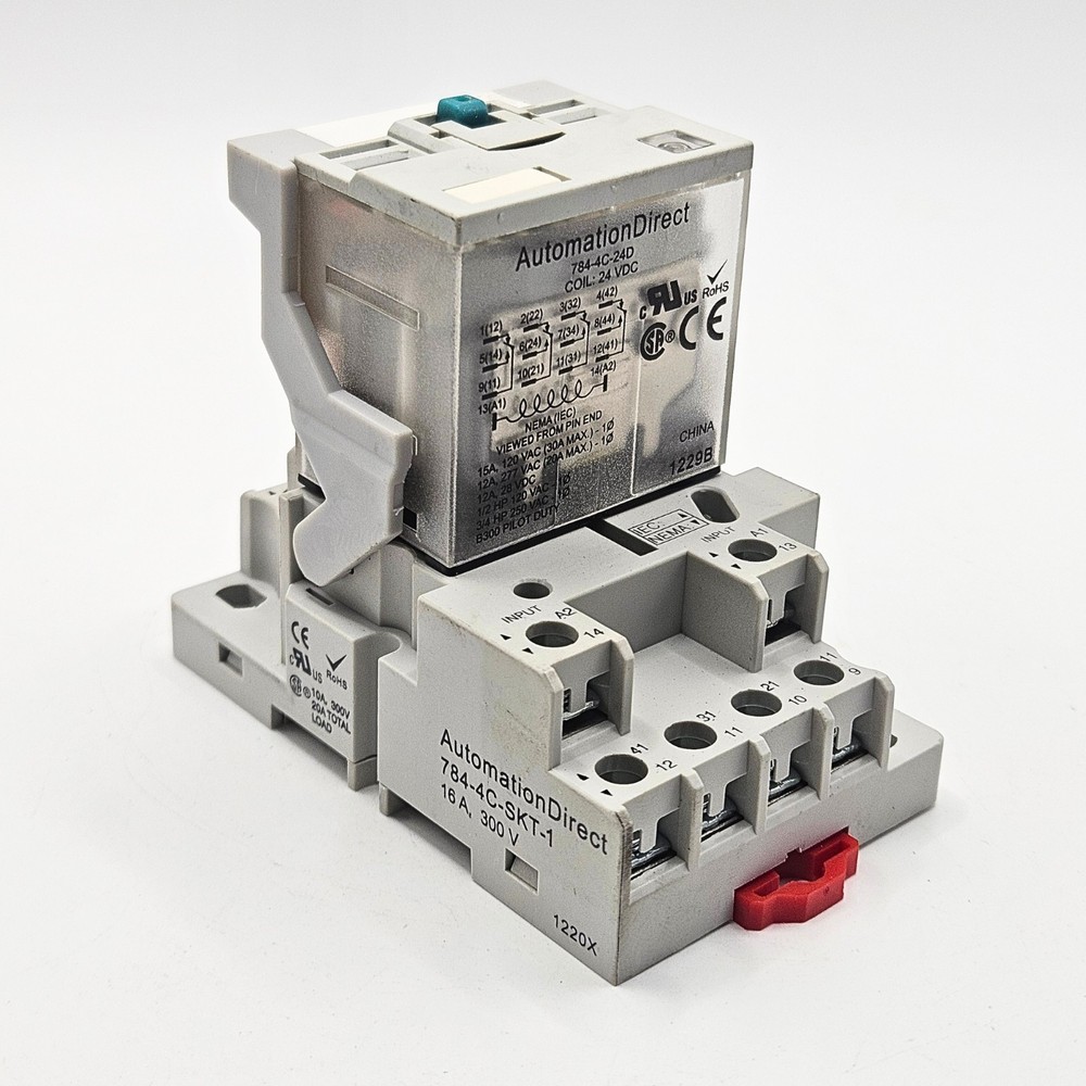 AutomationDirect 784-4C-24D Relay w/ 784-4C-SKT-1 Socket 24VDC 4PDT Used