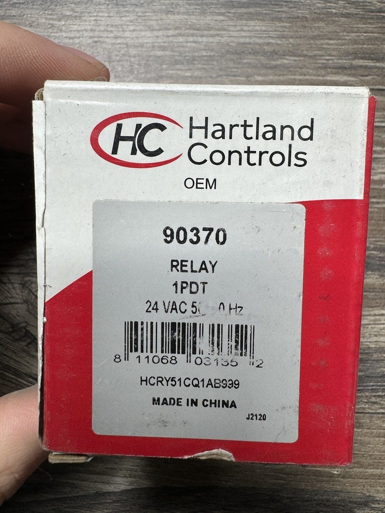Relay 24VAC 50/60Hz Hartland Controls 90370 New In Box