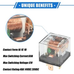 5 PCS 12V 60A Waterproof Relay 4 Pin Car Charge Case Universal Transparent