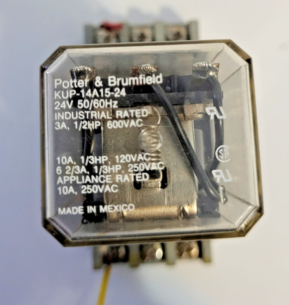 Potter & Brumfield KUP-14A15-24 24VAC DPDT Power Relay w/ Base Used