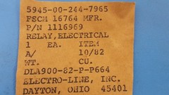 Automative Relay, Electromagnetic, 12V, 12A, P/N: 1116969, NSN: 5945-00-244-7965
