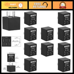 10 Pack 12V 40A Car Relay, 4 Pin SPST Waterproof Automotive Switches for Truck,
