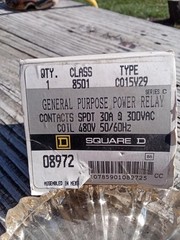 NIB SQUARE D 08972 CO15V29 POWER RELAY 30A (263-3)