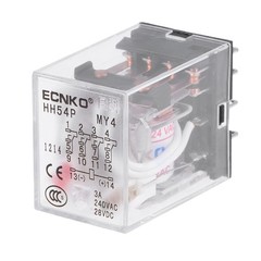HH54P AC 24V Coil 4P4T 14 Pin Electromagnetic Power Relay Red LED with socket