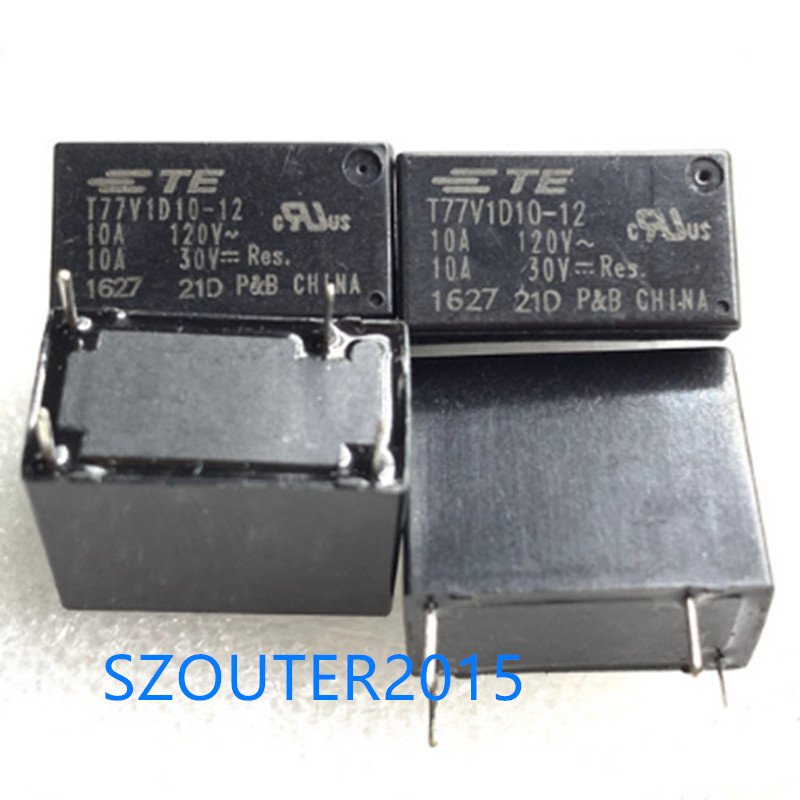 2PCS T77V1D10-12 12VDC 10A 4-Pin DPDT Relay Low Coil Power Consumption NEW