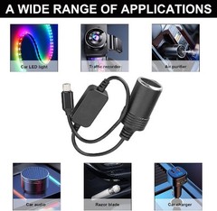 USB C Male to 12V Car Cigarette Lighter Female Adapter Cable, 10W Type C Convert